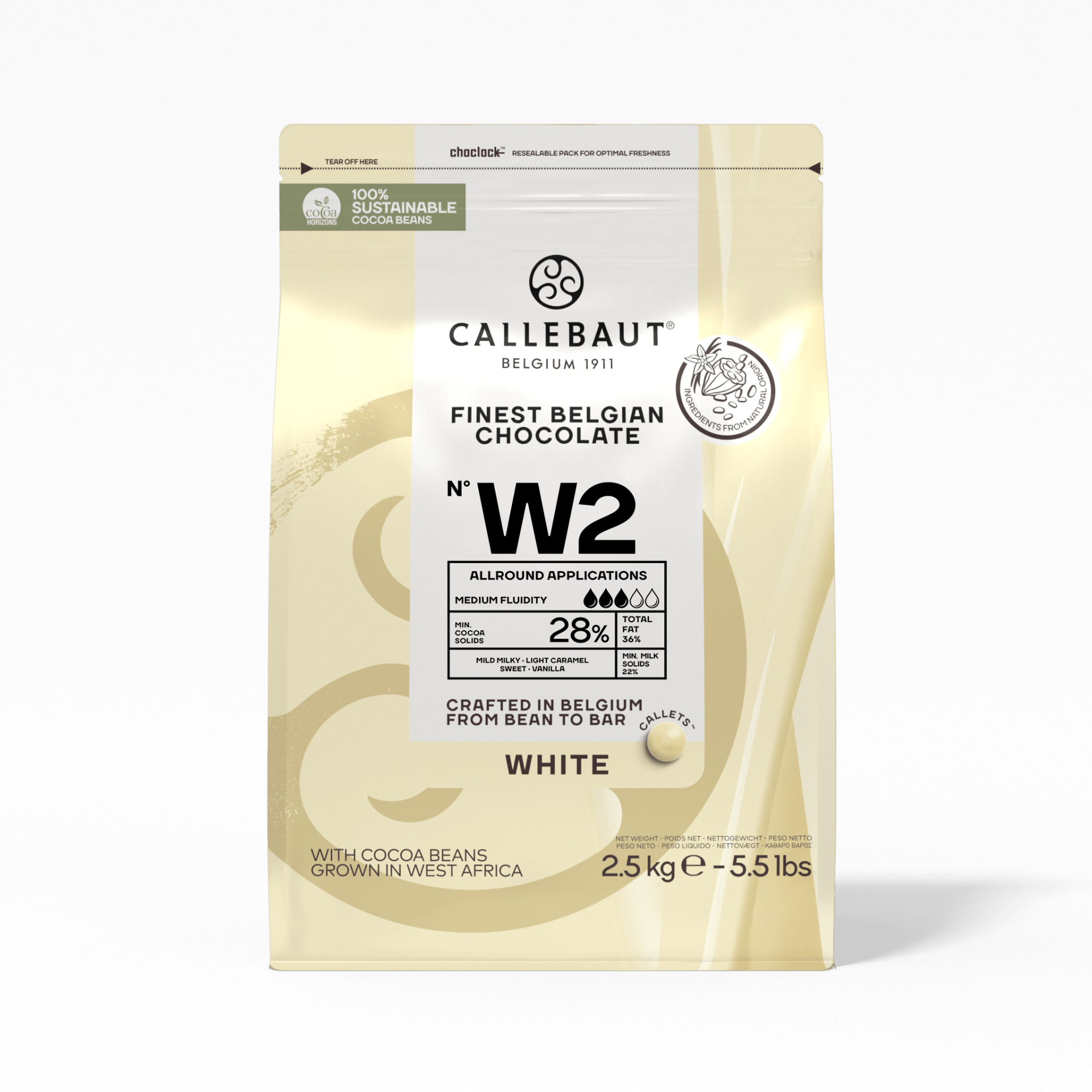 CALLEBAUT WHITE CHOCOLATE 28% 2,5KG